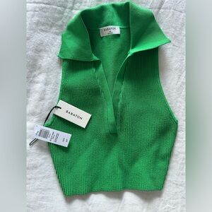 Babaton Green Ribbed Tank Top